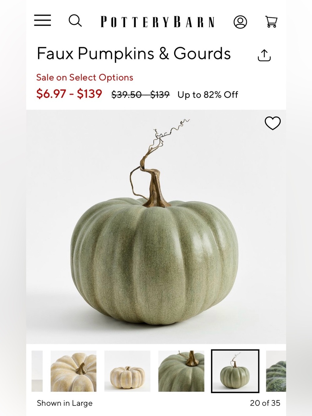 Fall Faux LARGE GREEN Pumpkin - Picture 14 of 14